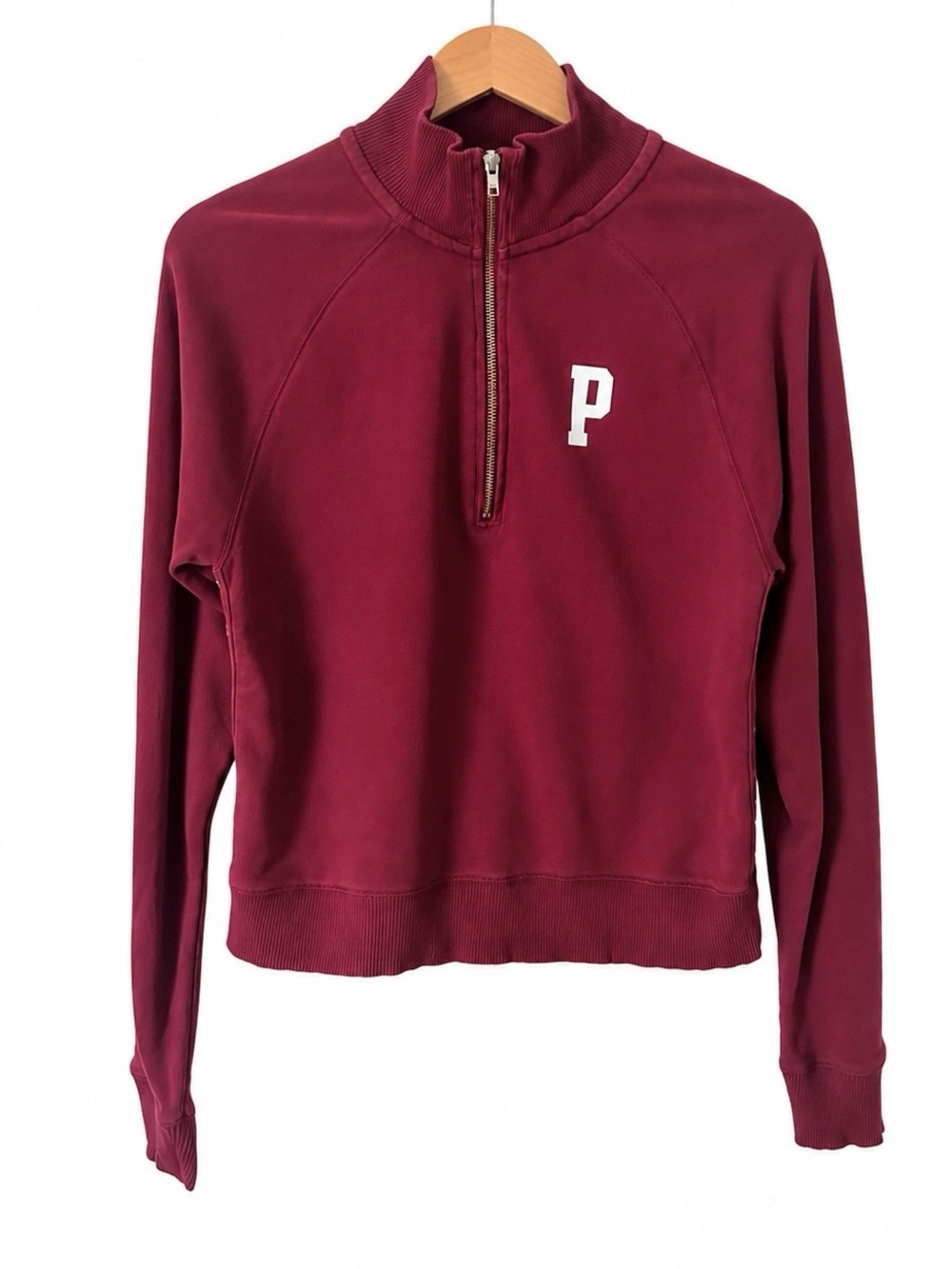 PINK Victoria’s Secret Sweatshirt Burgundy Quarter Zip Pullover XS Y2K